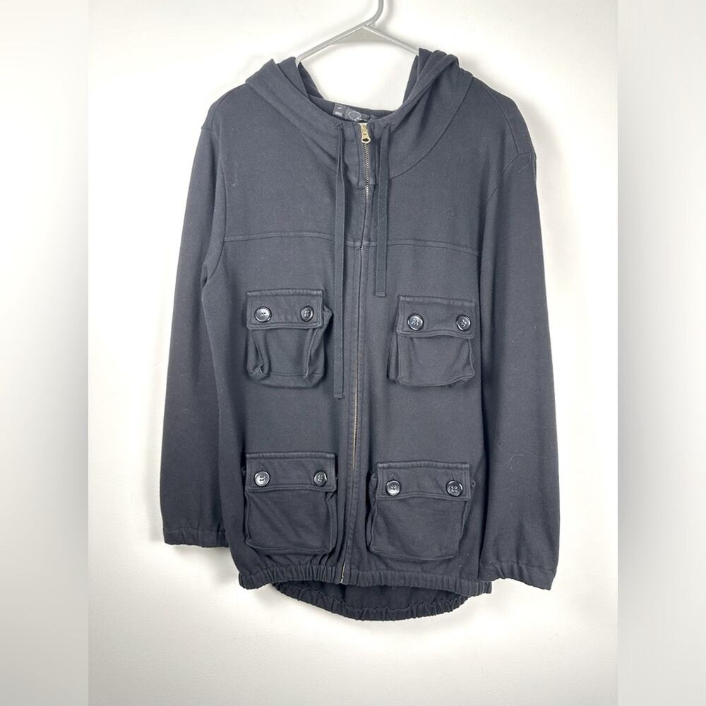 Patterson J. Kincaid Utility Hoodie Women M Black Excellent Cargo Full Zip
